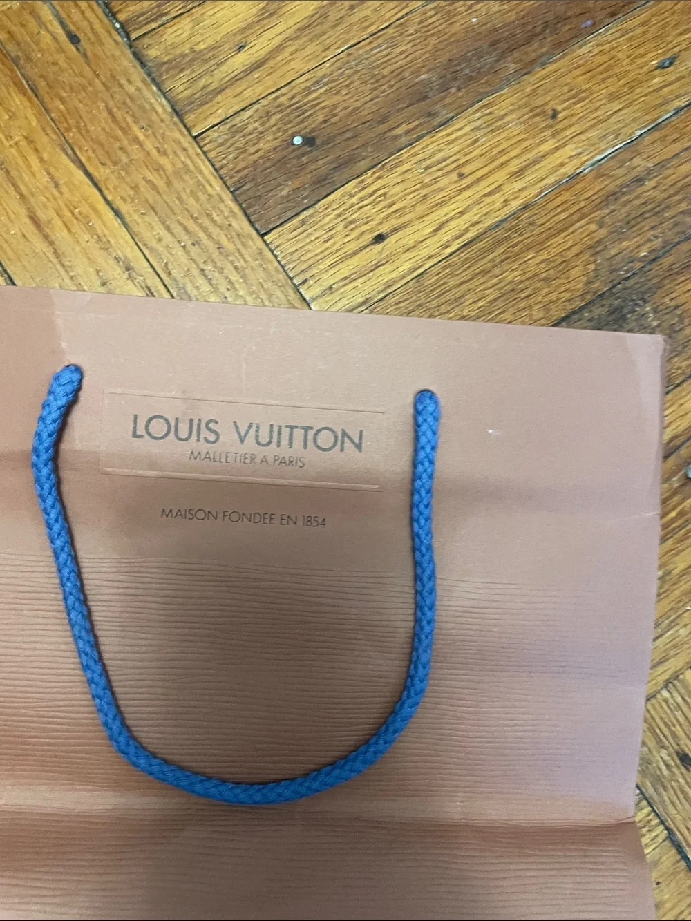 Louis Vuitton Brown Tote Paper bag with Blue Rope Handle
